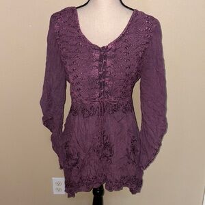 Embroidered Purple Women's Top